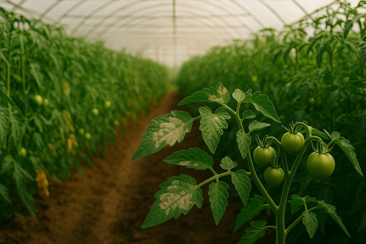 Hongos en plantas de tomate en invernadero Síntomas de hongos en hojas de tomate en cultivo protegido