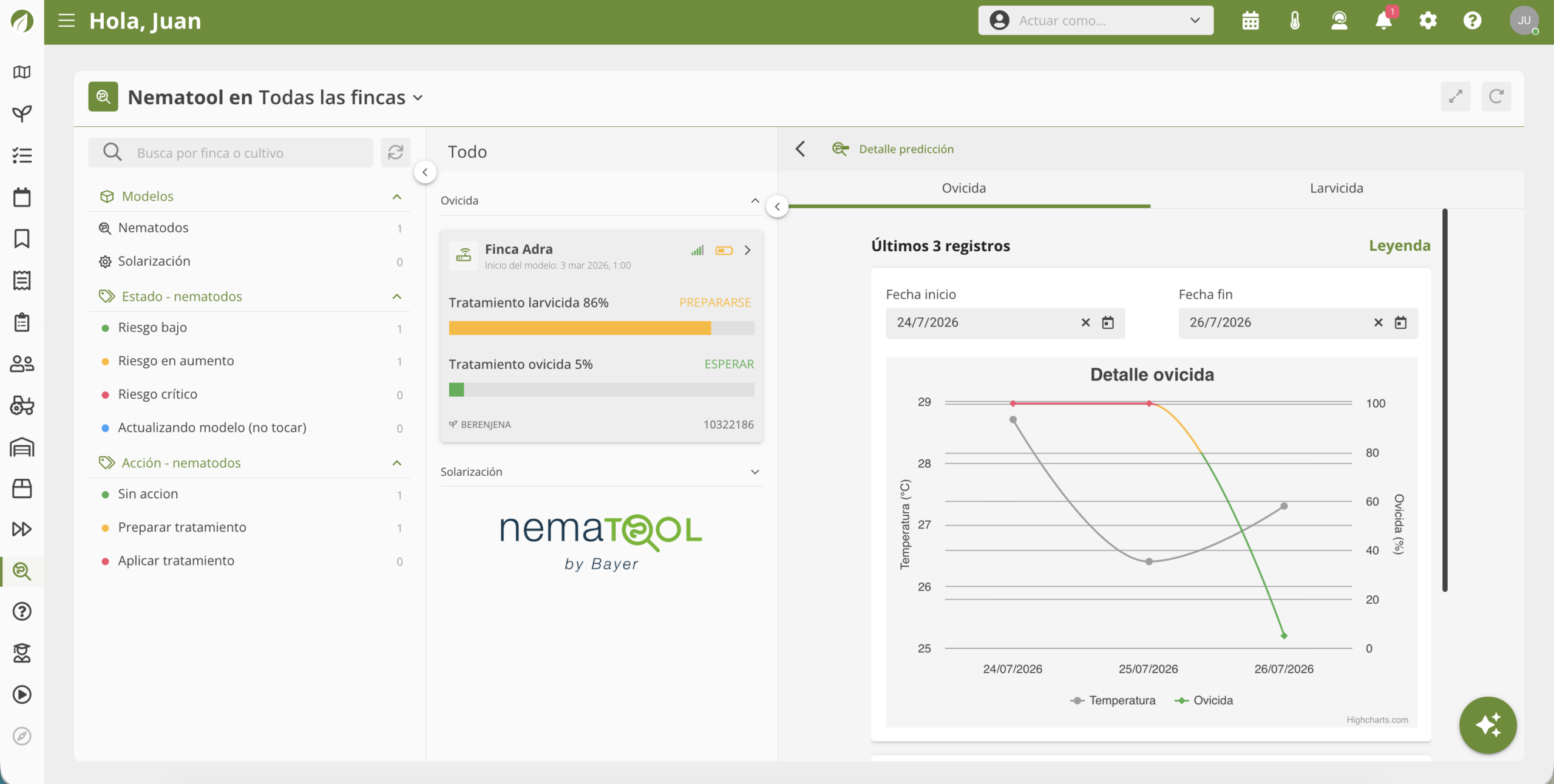 Pantalla version Web de Nematool