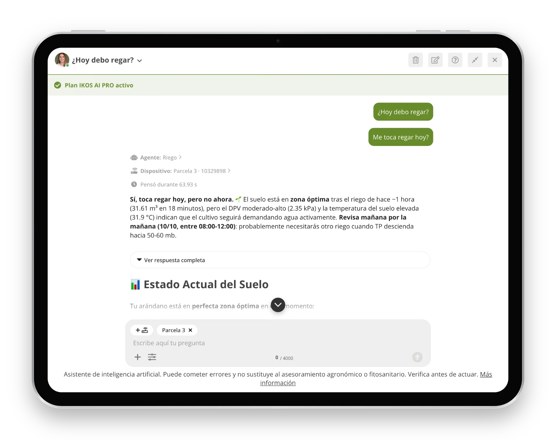 Ikos One en el iPad